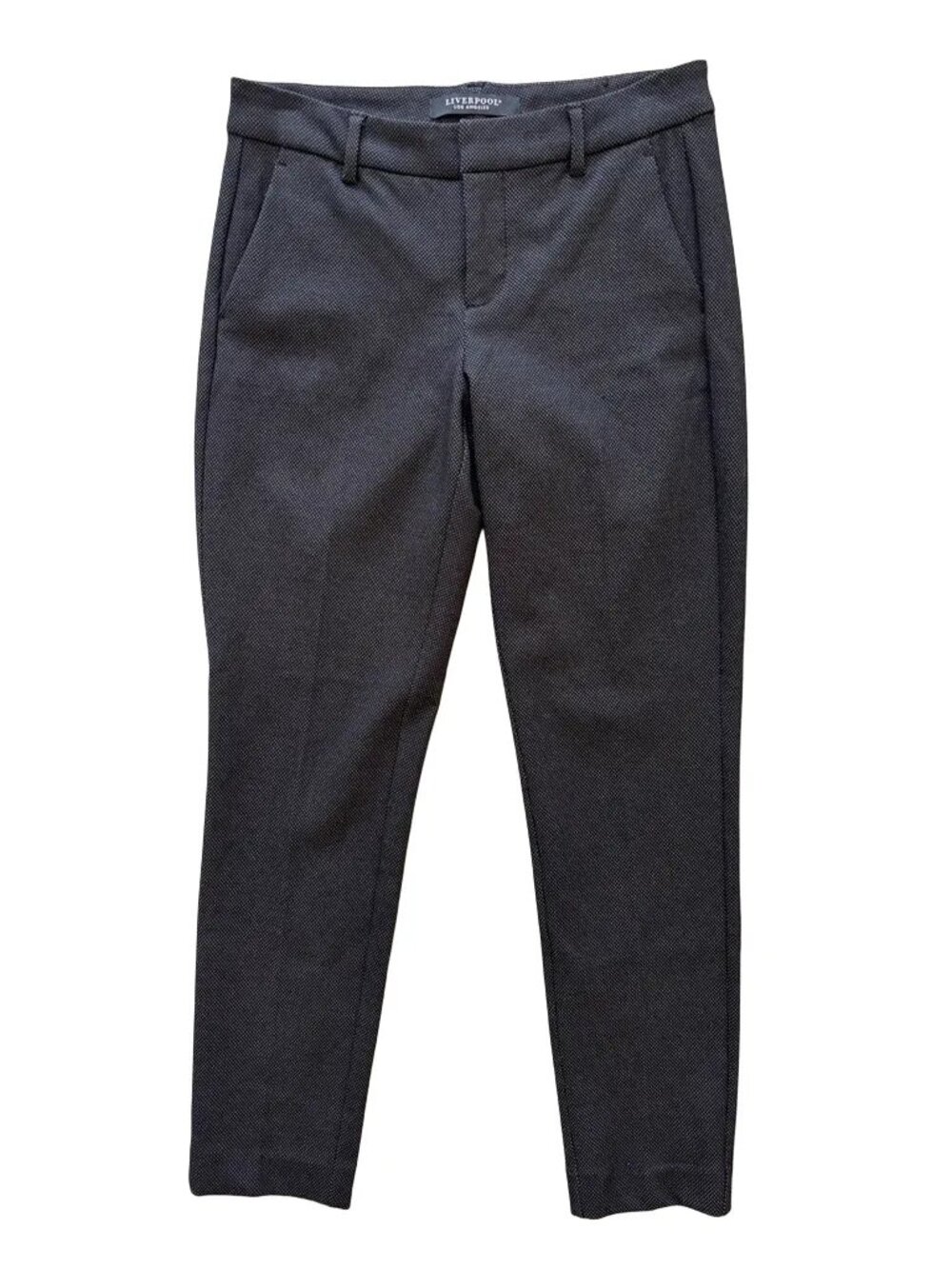 NEW LIVERPOOL Kelsey Ponte Knit Patterned Trouser Pants Black Gray Birdseye SZ 4